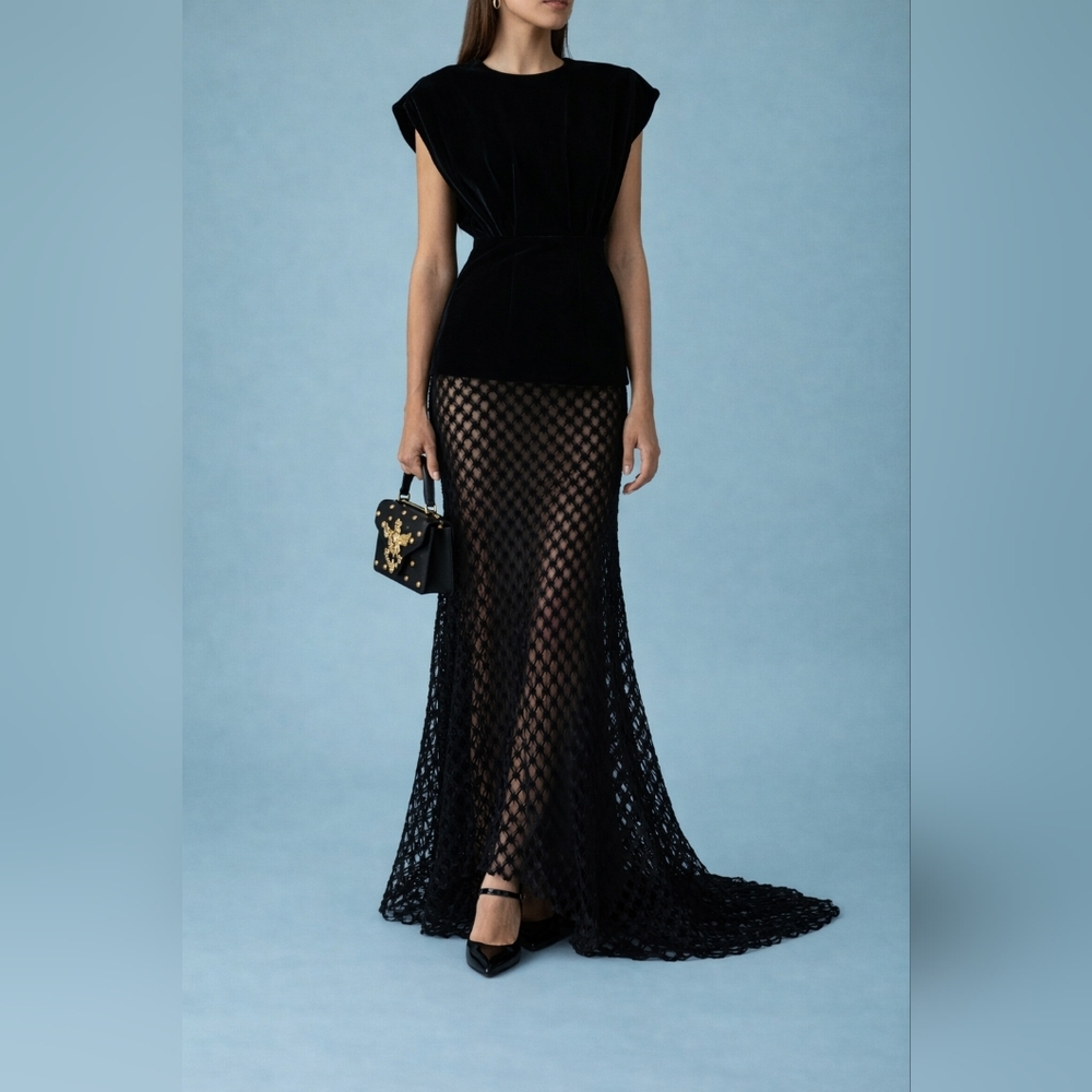 Elegant Black Mesh Skirt